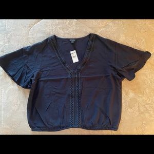 NWT Express Lace Trim Flutter Sleeve Blouse Top